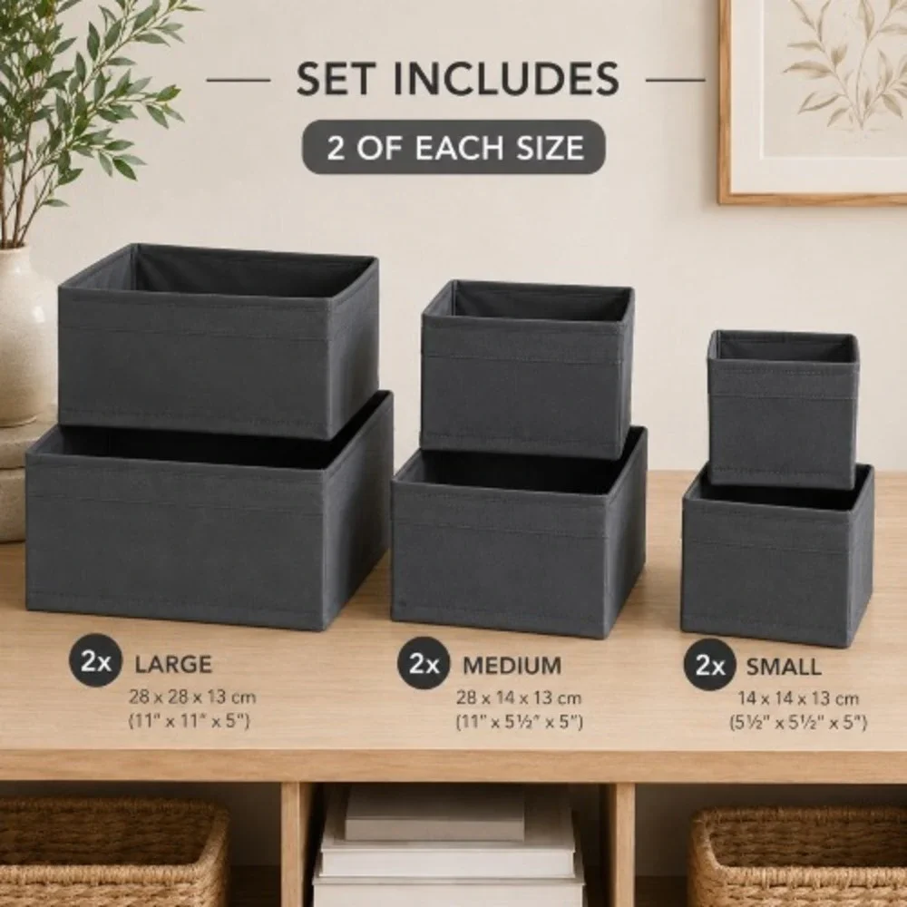 IKEA SKUBB Modern Drawer Organizer Set of 6 –‎ Dark Gray Foldable Storage